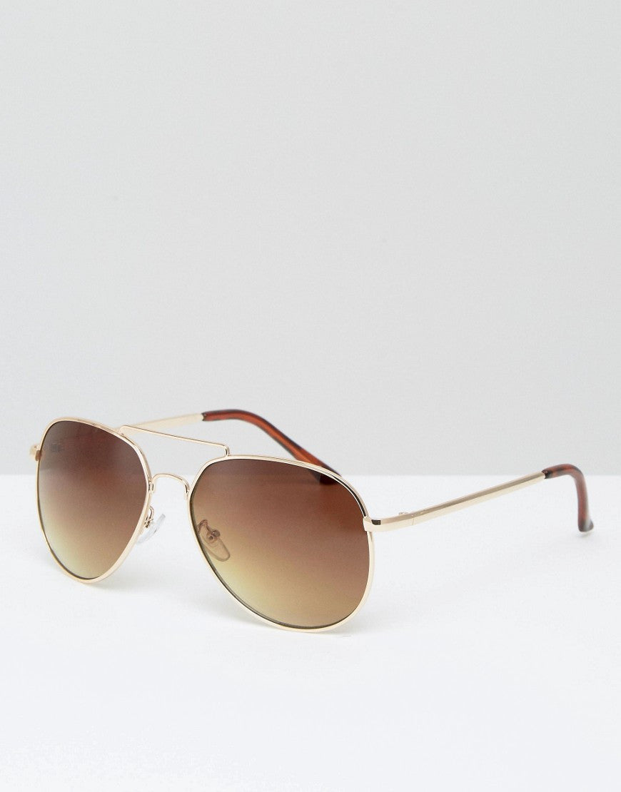 Sunglasses In Gold With Nose Bar