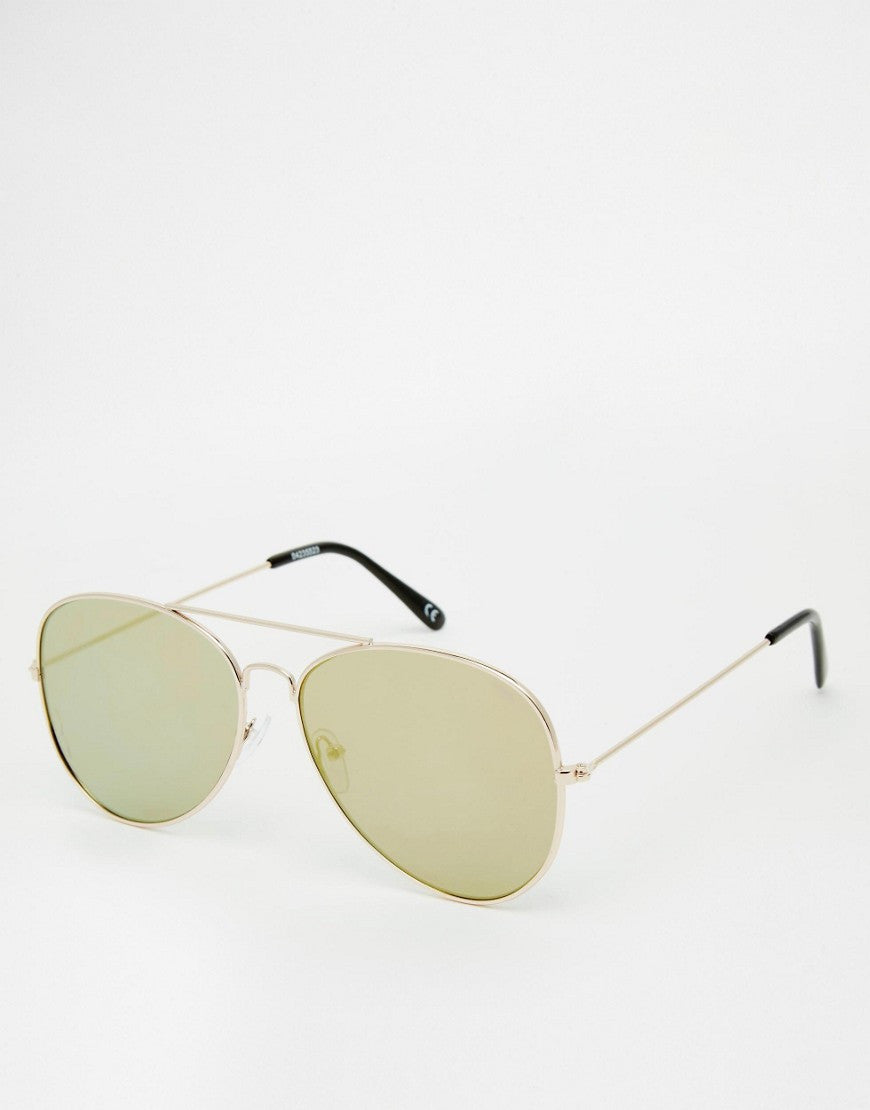 Aviators With Flat Lens In Gold