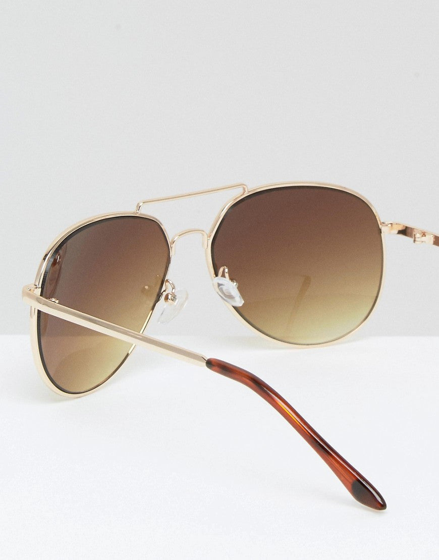 Sunglasses In Gold With Nose Bar